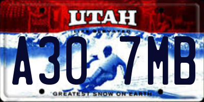 UT license plate A307MB