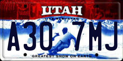 UT license plate A307MJ