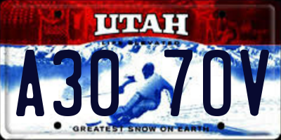 UT license plate A307OV