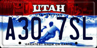 UT license plate A307SL