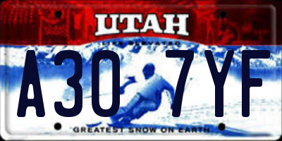UT license plate A307YF