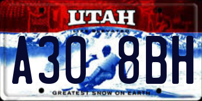 UT license plate A308BH