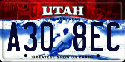 UT license plate A308EC