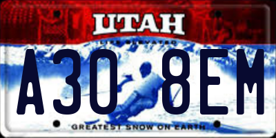 UT license plate A308EM