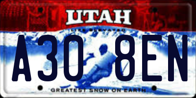 UT license plate A308EN