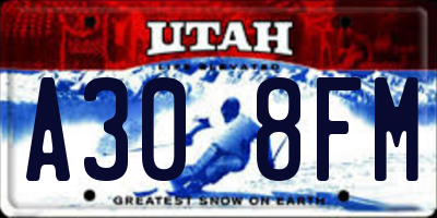 UT license plate A308FM