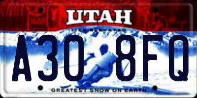 UT license plate A308FQ