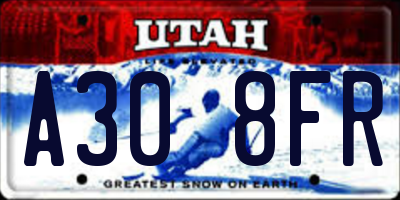 UT license plate A308FR