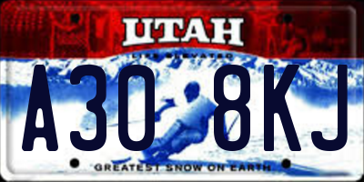 UT license plate A308KJ