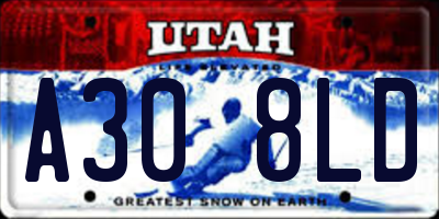 UT license plate A308LD