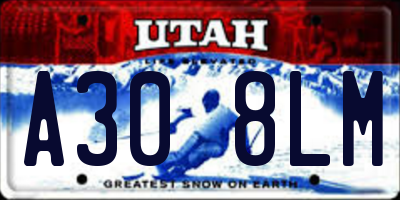 UT license plate A308LM