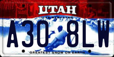 UT license plate A308LW