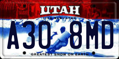 UT license plate A308MD