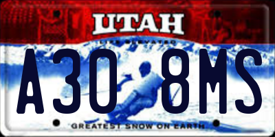 UT license plate A308MS