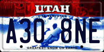 UT license plate A308NE