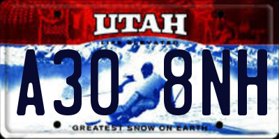 UT license plate A308NH