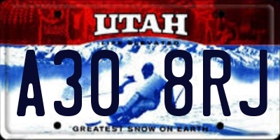 UT license plate A308RJ