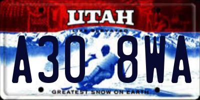 UT license plate A308WA