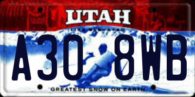 UT license plate A308WB