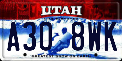 UT license plate A308WK