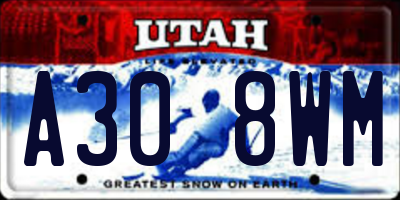 UT license plate A308WM