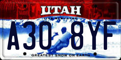 UT license plate A308YF