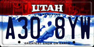 UT license plate A308YW