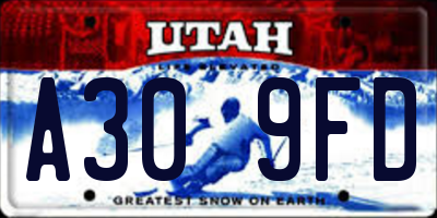 UT license plate A309FD