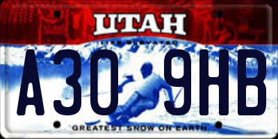 UT license plate A309HB