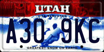 UT license plate A309KC