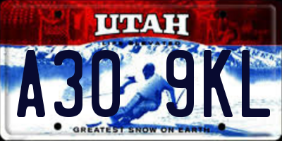 UT license plate A309KL