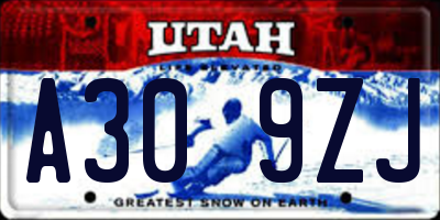 UT license plate A309ZJ