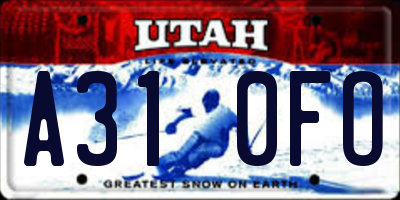 UT license plate A310FO