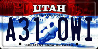 UT license plate A310WI