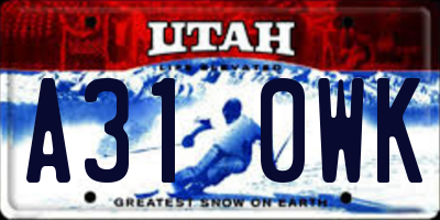 UT license plate A310WK