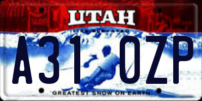 UT license plate A310ZP