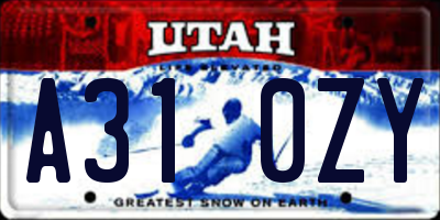 UT license plate A310ZY