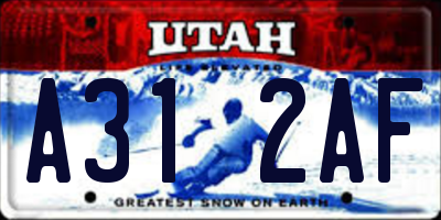 UT license plate A312AF