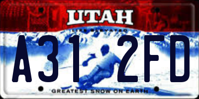 UT license plate A312FD