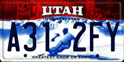 UT license plate A312FY
