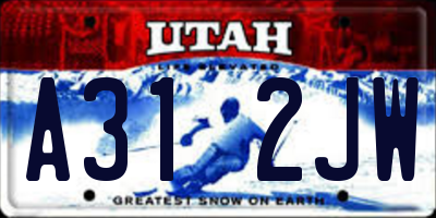 UT license plate A312JW