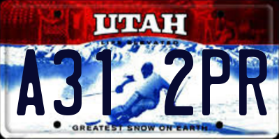UT license plate A312PR