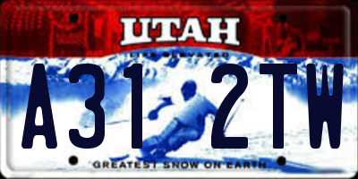 UT license plate A312TW