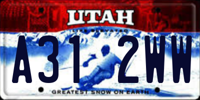 UT license plate A312WW