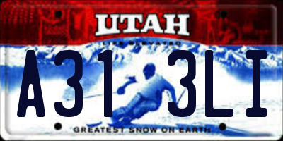 UT license plate A313LI