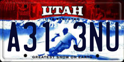UT license plate A313NU