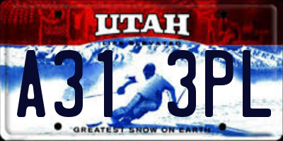 UT license plate A313PL