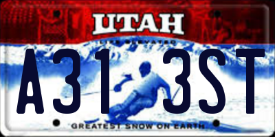 UT license plate A313ST