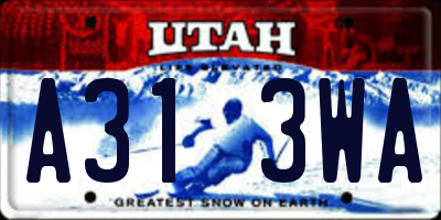 UT license plate A313WA
