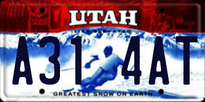 UT license plate A314AT